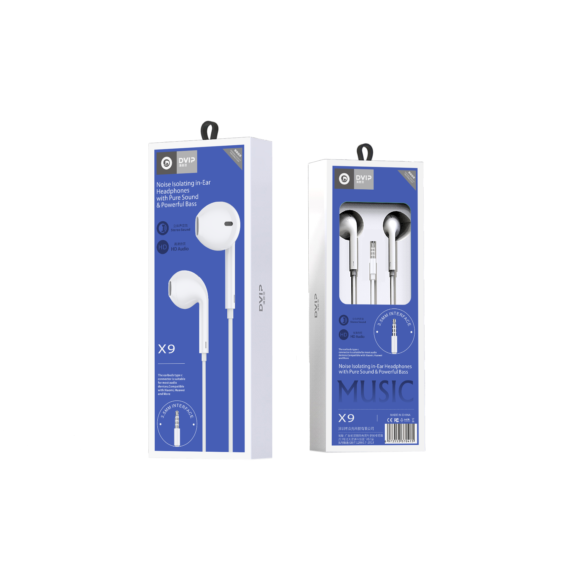 ZXKJ-X9 Noise Isolating in-Ear Headphones with Pure Sound & Powerful Bass