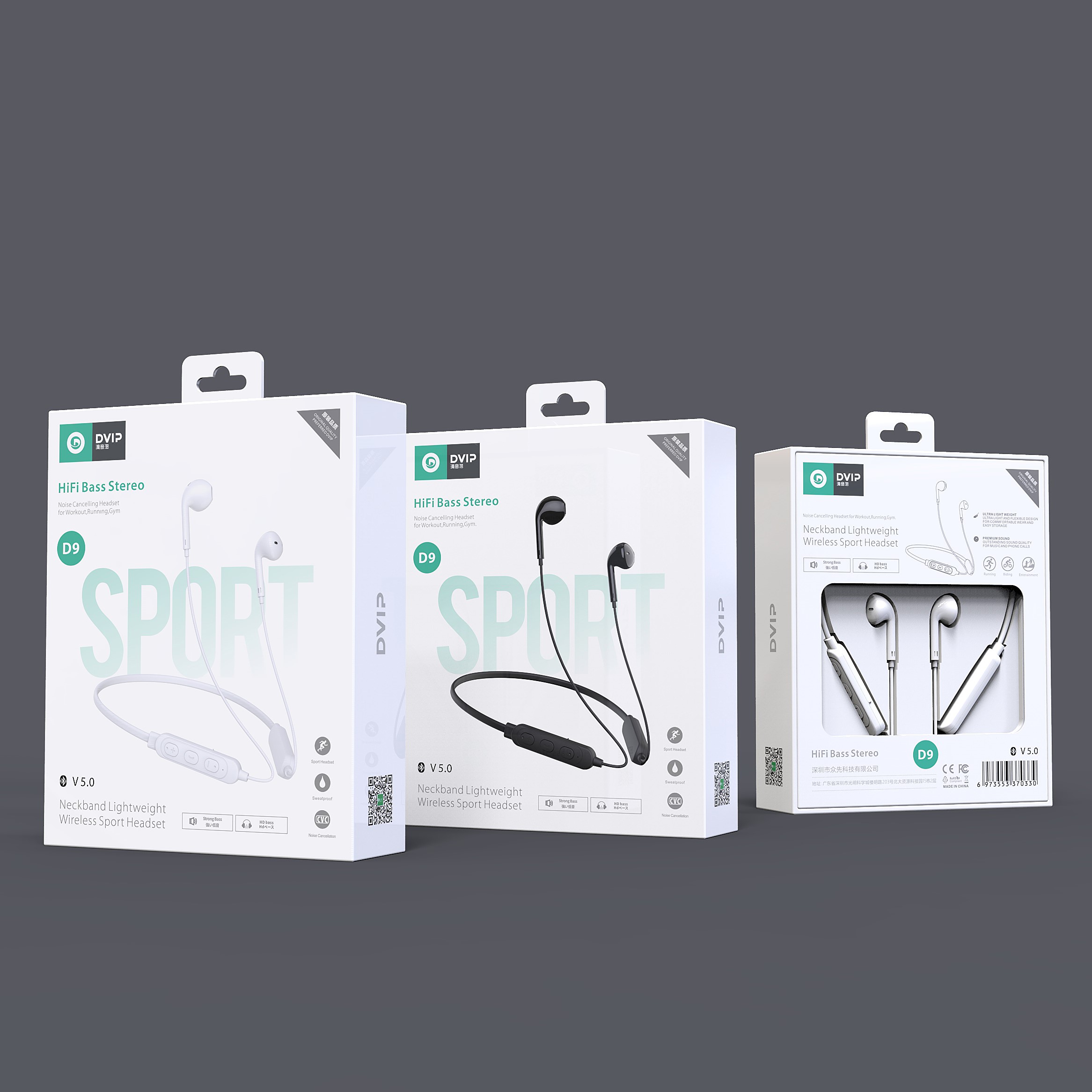 ZXKJ-D9 Neckband Lightweight Wireless Sport Headset
