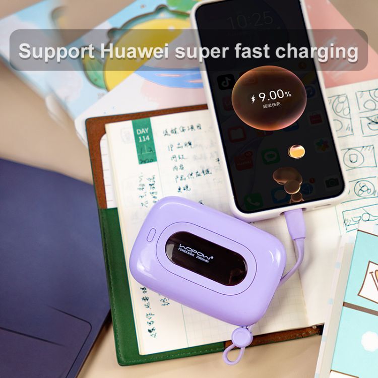 WOPOW-Super mini power bank 10000mah with lightning/type-c cable built-in-SQ27