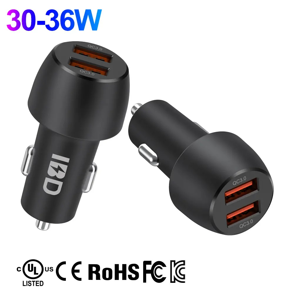 IBD Multi Universal Fast Mobile Cell Phone 24v 12v 30 36W 6a Dual Usb Car Charger 5.5a 2 Port Usb