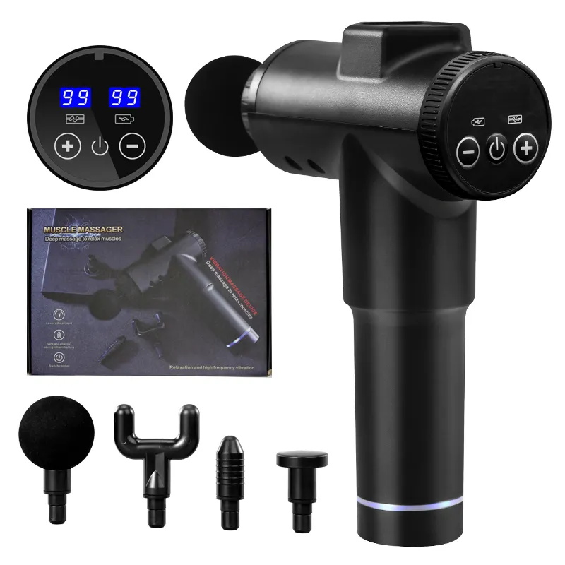 Handheld Deep 99 Speed Tissue Percussion Muscle Massage Gun Quick Rechargeable Body Vibration Led Touch Screen Massage Gun