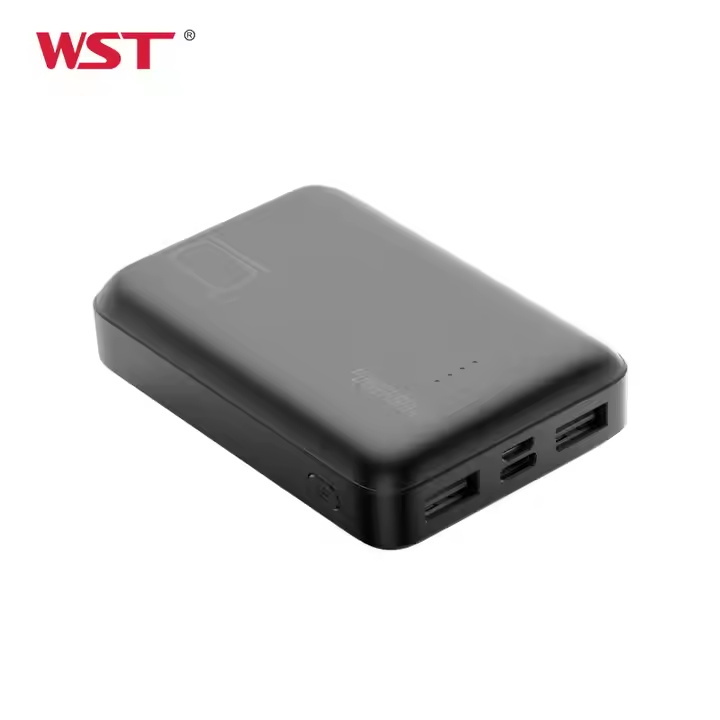 WST Wholesale price 10000mAh portable power bank pocket size mobile phone charger with dual usb type c