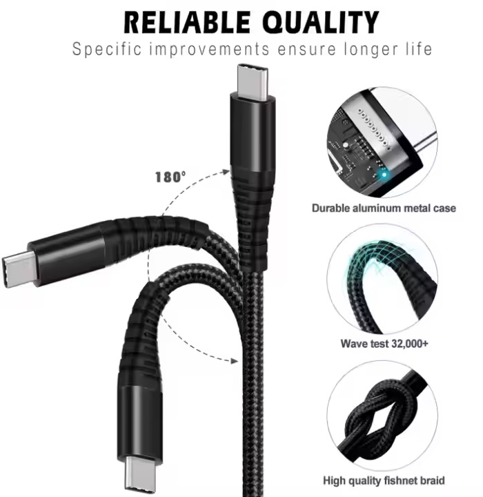 PD 60W NYLON Fast Charge 1m 3a 3 in 1 Magnetic type c Fast Charging USB Charging Data Cable