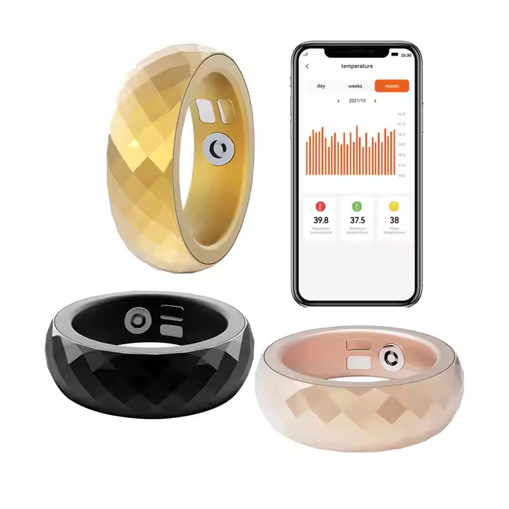 Luxury 18k Gold Plated R11 Sport Step GPS tracking Temperature Blood pressure Heart rate Sleep health monitor smart ring R11