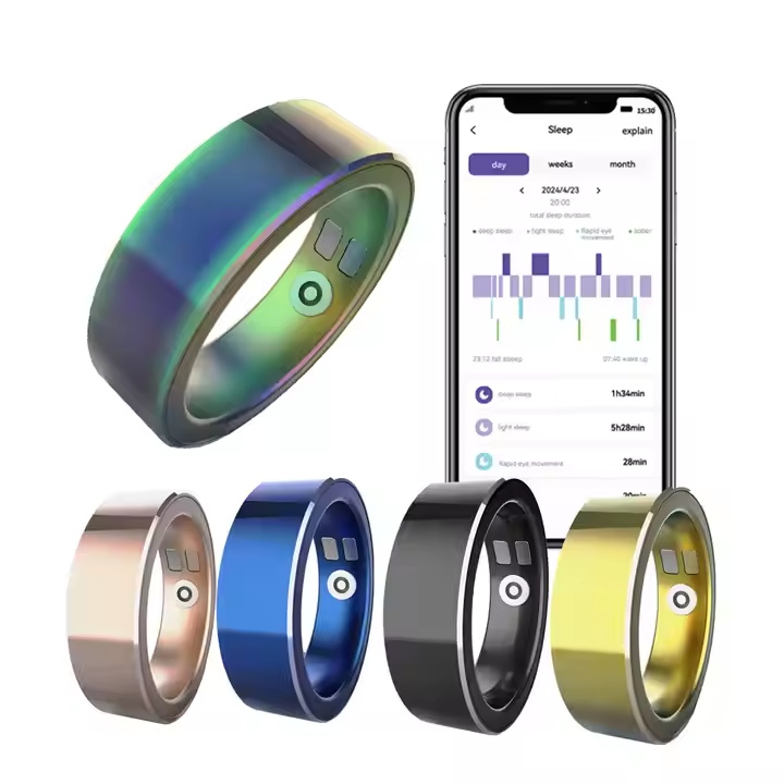 Glossy 18k Gold Plated Ceramic Heart rate Sleep health monitoring fitness Step counting GPS tracking NFC R9 smart ring R9