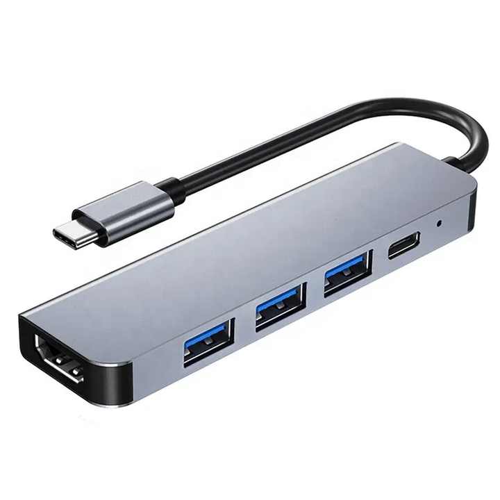 5 in 1 USB Hub Adapter PD 100W Fast Charging Multiport USB 3.0 USB 2.0 Type C Docking Station for PC Computer