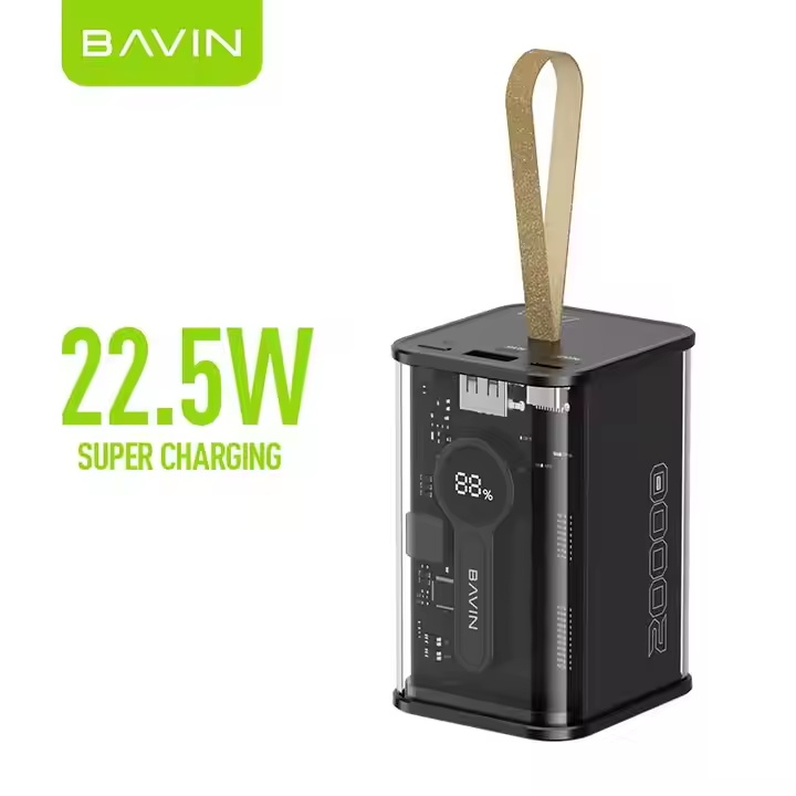 BAVIN 22.5W Fast Charging 20000mAh powerbank Charger Type C USB Digital PD Multi Ports Travel Outdoor 20000 mah power bank