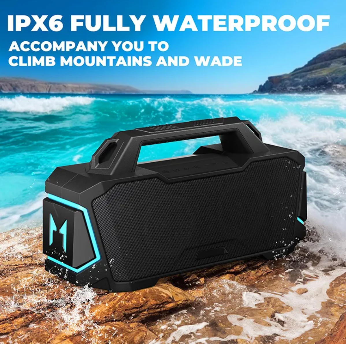 FANSBE IPX6 Waterproof Heavy Deep Bass Power Bank Hi-Fi Bluetooth Party DJ 120w Powered Speakers Subwoofers Sound Box