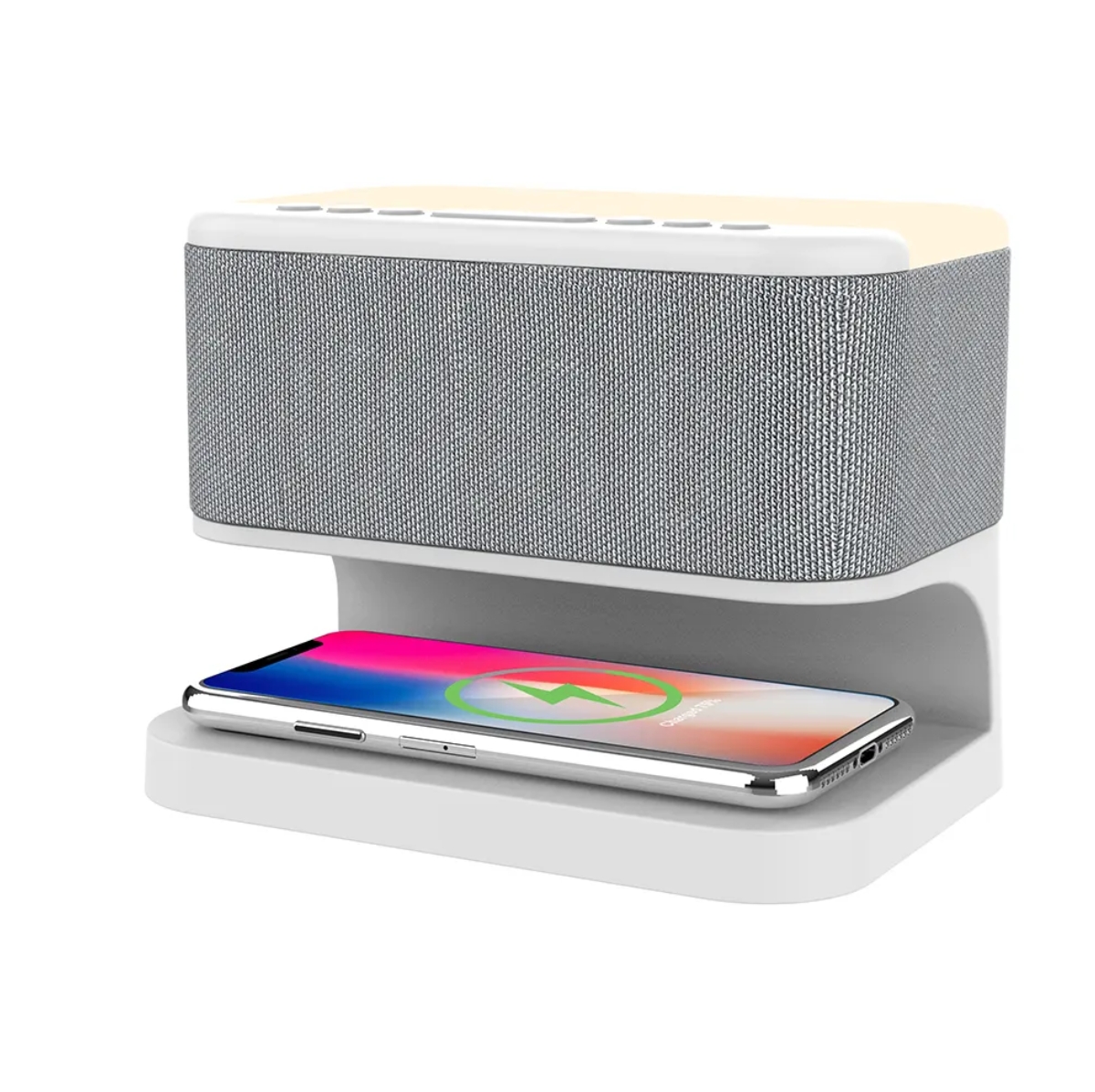 FANSBE Hotel Bedrooms Table LED Digital Multifunctional Wireless Charger Speaker Wake Up Light Sunrise Alarm Clock