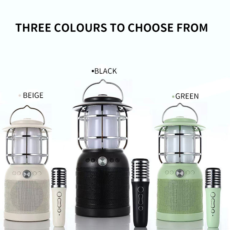 FANSBE Portable Tent Party Microphone Karaoke Speaker Led Lantern Rechargeable Outdoor Camping Light Speaker