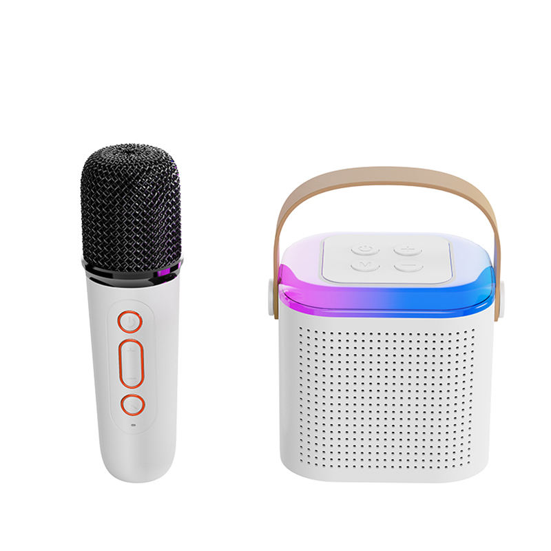 FANSBE Mini Portable RGB Light Home Party HIFI Wireless Bluetooth Karaoke Speaker Set With Microphone