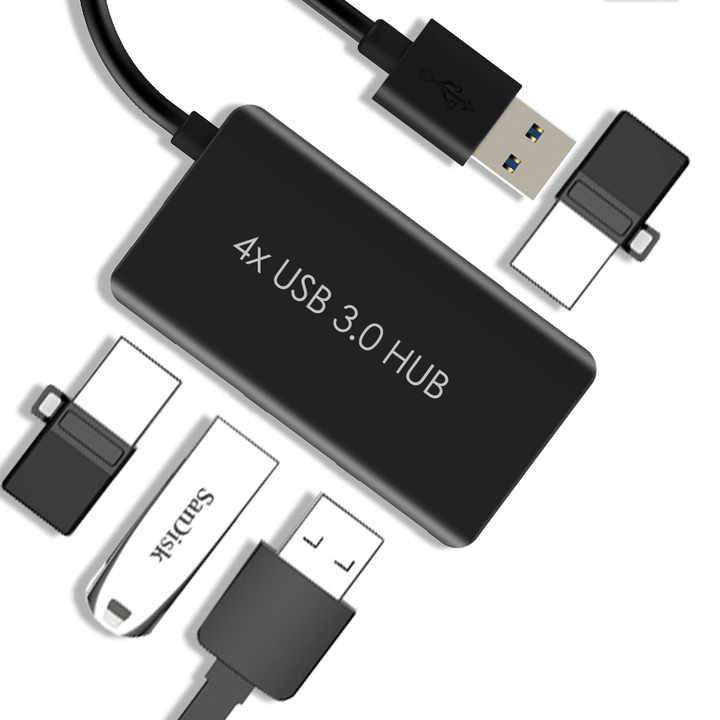 Customization Hub C to USB 3.0 4Port Hub Black PCB Material For Computer/Charging