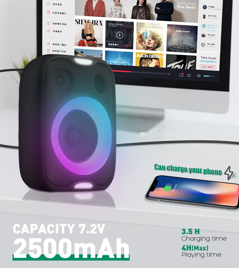 Home Karaoke party player 40w sound system portable woofer teatro en casa bluetooth speaker with tf aux sd microphone