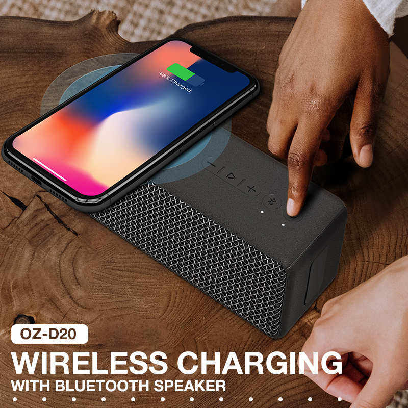 OZZIE Patent D20 tablet waterproof parlantes-bluetooth mini magnetic 2 in 1 smart fast wireless charger bluetooth speaker