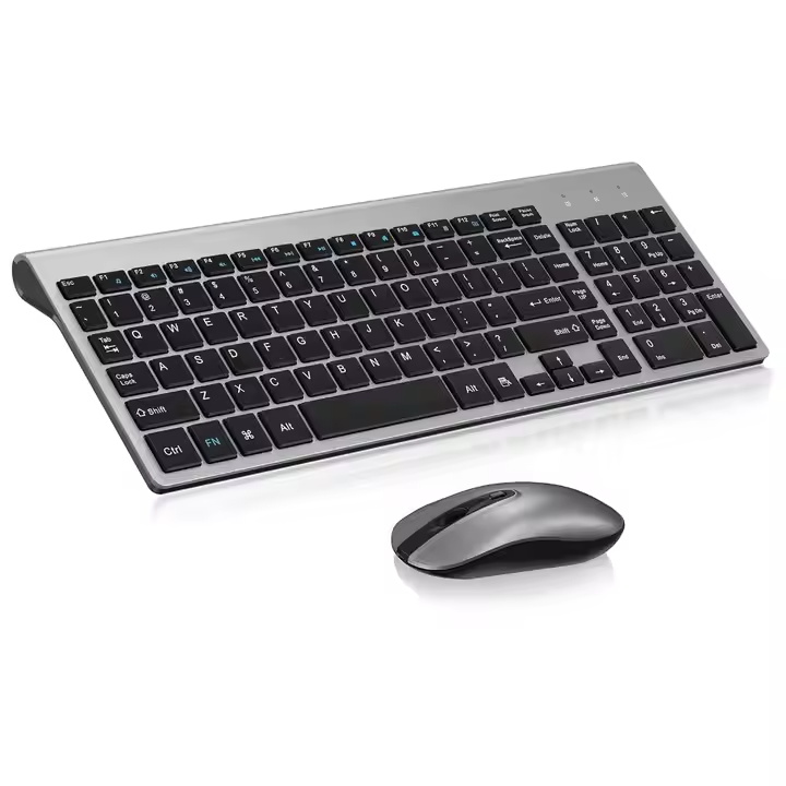 Factory Direct Sale Ultra-thin Ergonomic 2.4Ghz Wireless Keyboard and Mouse Combo Set for Office