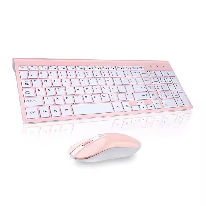 Ready to Ship wholesale Silver White Slim 2.4Ghz Wireless Keyboards Mouse Combos Multimedia Quiet Typing for Office PC Laptop