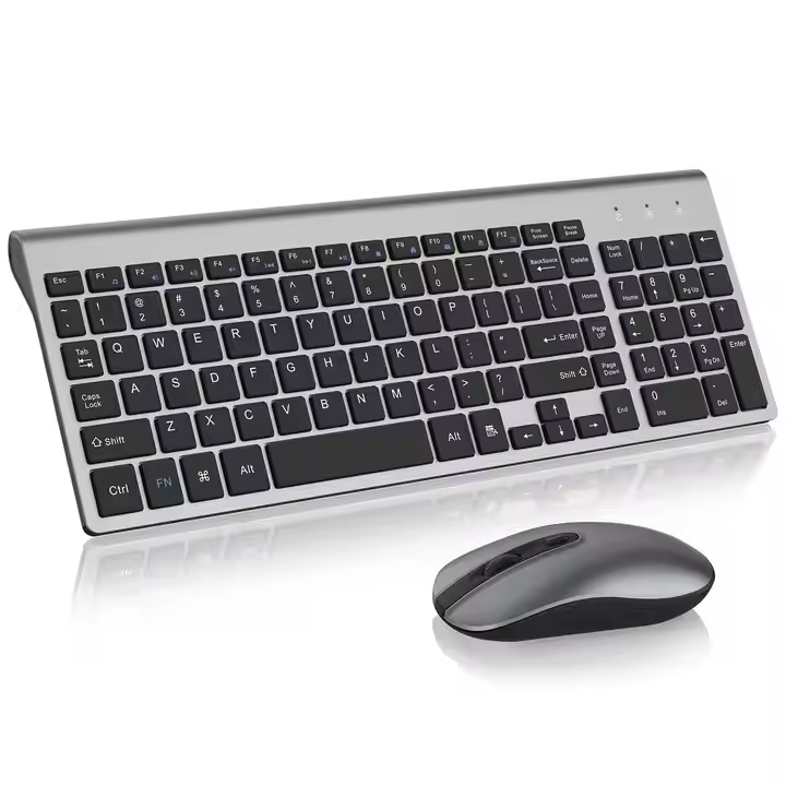 Custom Services Slim 104 Keys Slient Computer Keyboard 1600 DPI Optical Mouse 2.4Ghz Wireless Keyboard and Mouse Combo