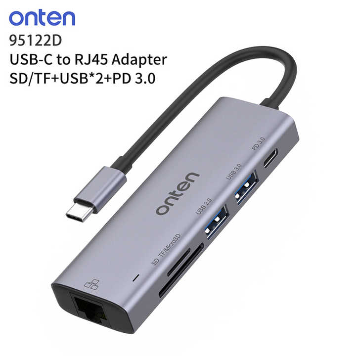 Laptop Computer Docking Station Port Extension USB-C HUB Type c to Usb Hub with RJ 45 SD TF Card Reader PD 3.0 and USB 3.0 Ports