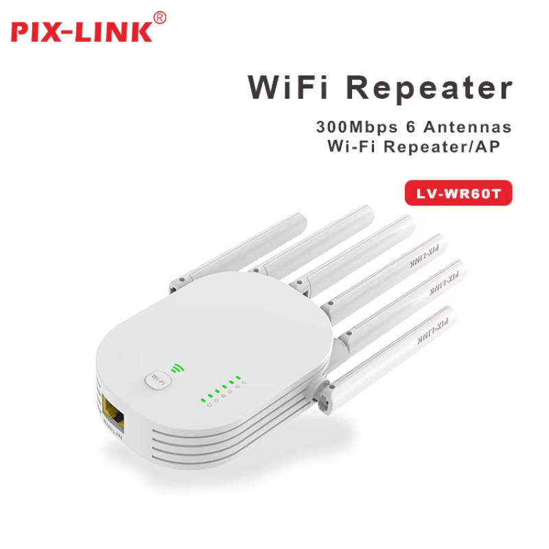 PIX-LINK New 6 Antennas WR60T OEM ODM 300Mbps Wireless Repeater Wifi Extender Factory Direct Sale