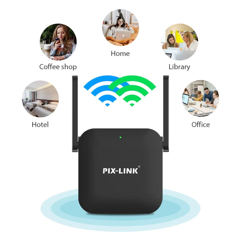 PIX-LINK 2024 300M High-speed Wi-Fi Router WR35 Wifi Repeater Booster Extender 2 Antenna Mini Repeater Pro