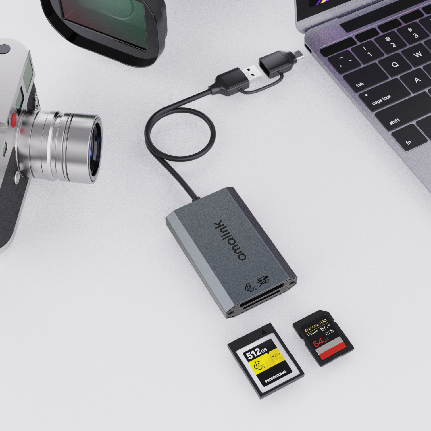 Onten 2023 New CF Express Type B SD XC Card Reader USB 3.2 Gen 2 10 Gbps Express B-type and SD 4.0 2-in-1 Card Reader OTN-P2