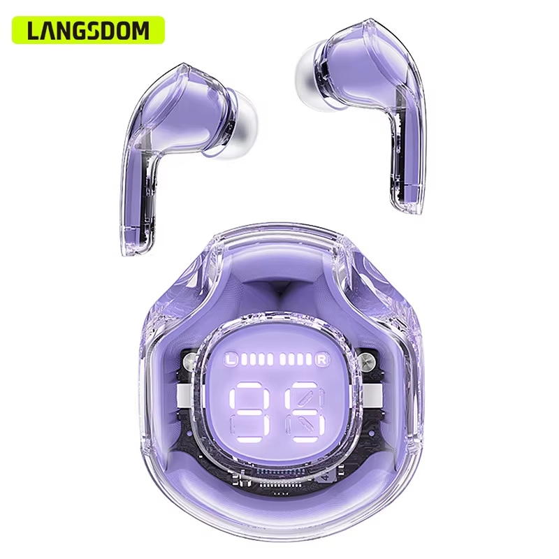 2024 Transparent Auriculare Bluetooth Earbud LED Battery Wireless Earphone Ecouteur Bluetooth Tws in-ear Headphone Free Shipping