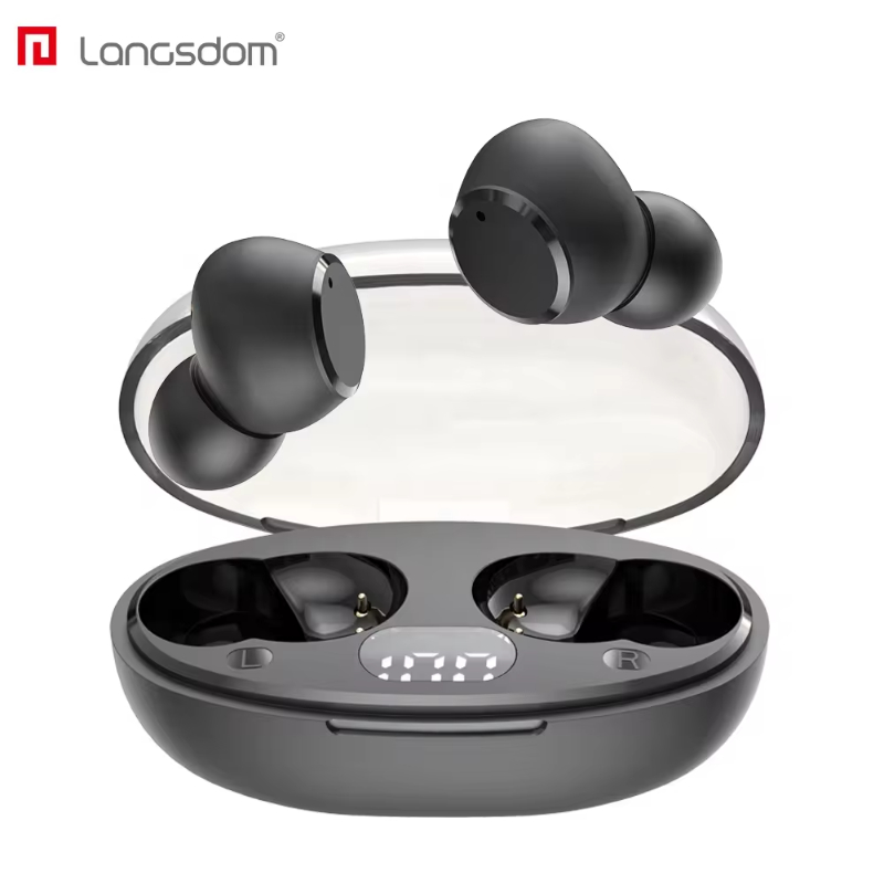 Langsdom TN58 High Quality Cheap Bluetooth Ear Buds Led Digital Display Tws Earbuds Wireless Headphones Type-c Earphone