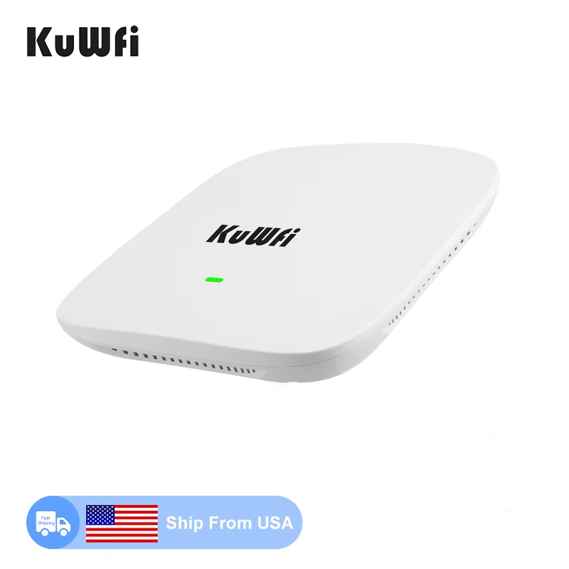 Oversea Stock KuWFi ap wifi wireless high power dual band 48V POE DC 12V 1800Mbps ceiling access point for wide coverage