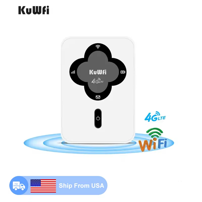 Oversea Stock KuWFi 1800mAh battery 150Mbps portable 4g wireless router mini mobile 4g lte wifi hotspot router for travel