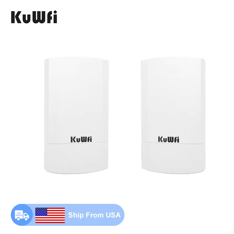 USA Oversea Stock KuWFi wifi extender long range 2km point to point waterproof 900Mbps 5.8G wireless bridge with 24V POE power