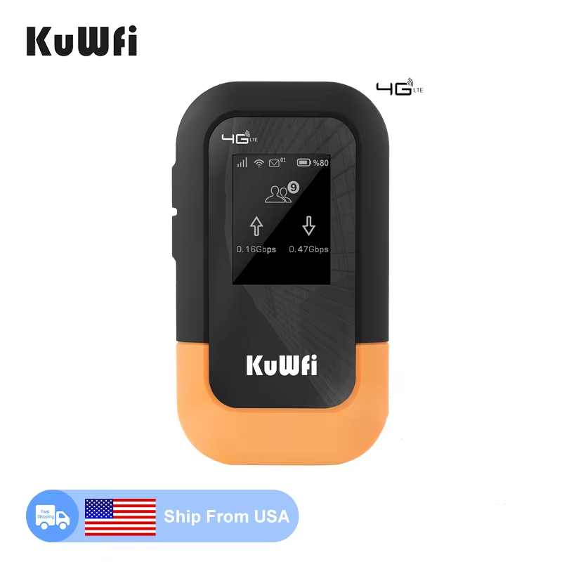 US warehouse KuWFi wifi mobile network router 150mbps lte unlocked pocket wifi 10 users 3000mAh 4g sim card hotspot router