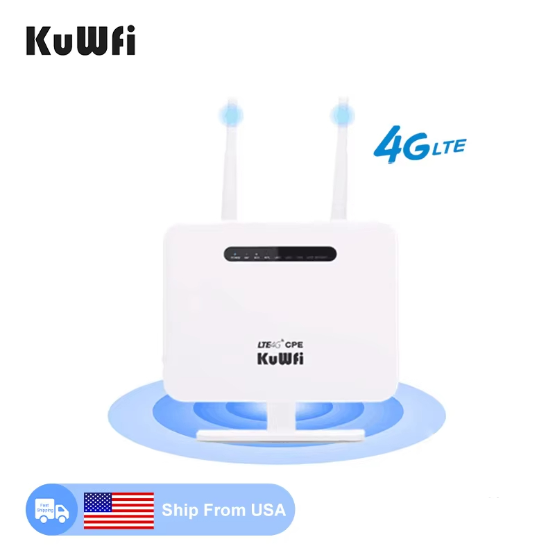 Oversea Stock KuWFi 32users hotspot office wifi 300Mbps router wireless universal 4g lte wifi router with sim card slot