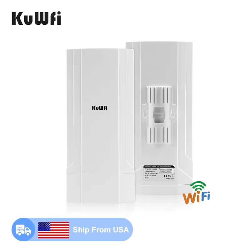 Oversea Stock KuWFi ptp outdoor cpe 1200Mbps dual band 48V POE power 5KM gigabit wireless bridge