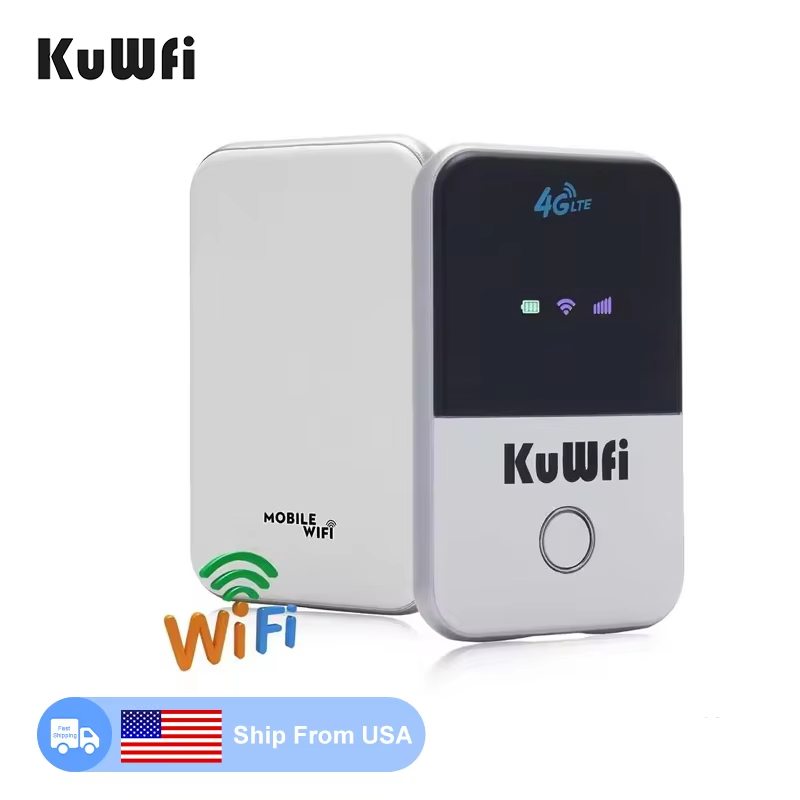 Oversea Stock KuWFi 150Mbps high speed travel wi-fi router 10users sharing pocket mobile 4g wifi wireless router with sim card