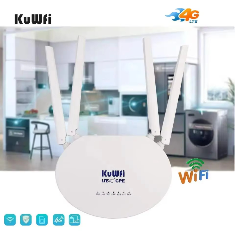 USA Stock KuWFi 300Mbps built in antenna smooth netework speed share 32users hotspot 4g home wifi router for play games