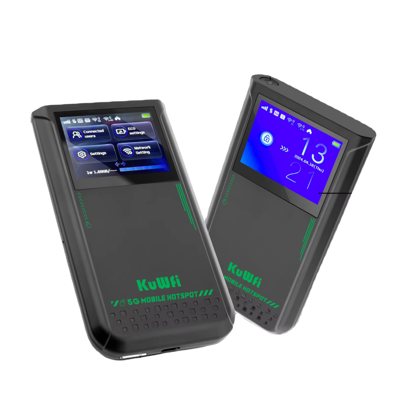 KuWFi R160 5G eSim Touchable LCD Screen 5G Sim Card Router 4500mAh Battery Dual Band 3000Mbps Universal Pocket WiFi 5G Router