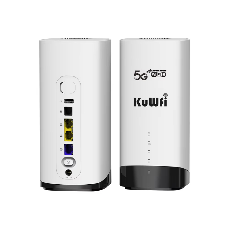 Latest KuWFi 4.6Gbps NSA_SA wifi signal dual band wifi6 router wifi 5g RJ11port 5g sim cpe router for indoor use