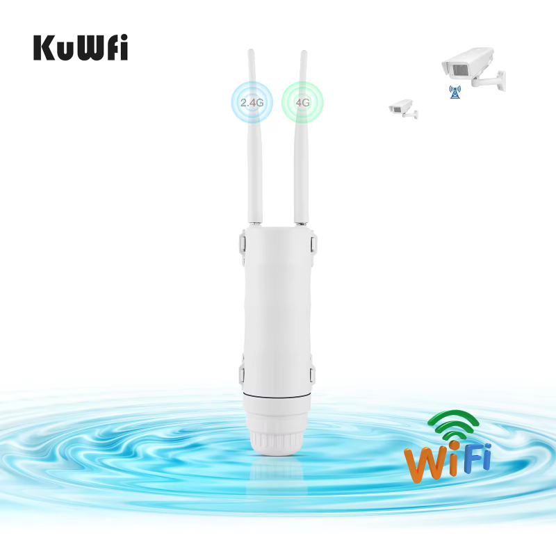 KuWFi Original Factory 300Mbps 4G LTE CPE Router Outdoor Wi-Fi Coverage Sim Card Slot Supports 2.4GHz Features VPN Firewall