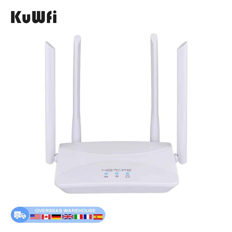 KuWFi router sim wifi con antena exterior indoor 12V DC power 10device hotspot RJ45 port PPPoE mode 150Mbps 4g lte wifi router