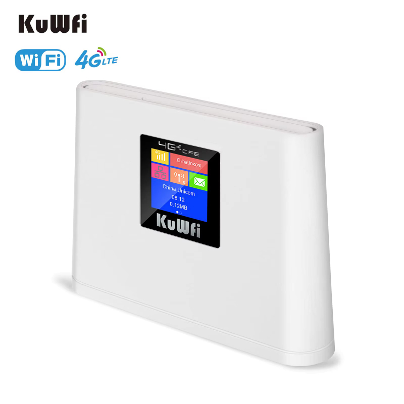 Oem Hot KuWFi Router Wifi Lcd Display Industrial Router Modem 4g Lte Wifi Router with Multi Sim Card Slot