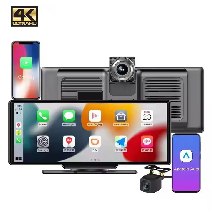 Supplier 10.26 inch IPS Touch screen 4k wifi gps car play dashcam front and rear dual lens 4k Wireless car play dash cam