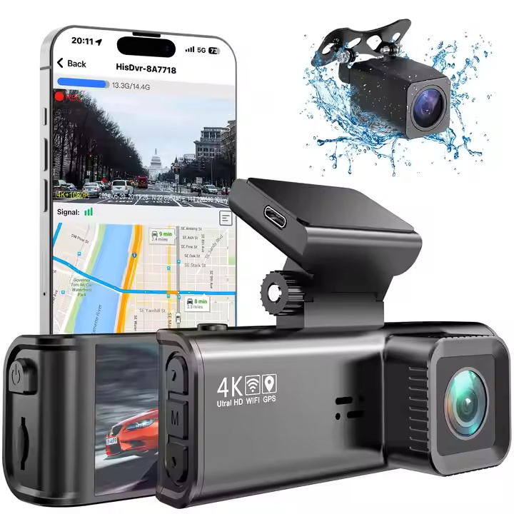 3.18 inches screen 4k dash cam front and rear dual lens 4k wifi gps dashcam 4k car black box dash camera dual lens 4k dash cam