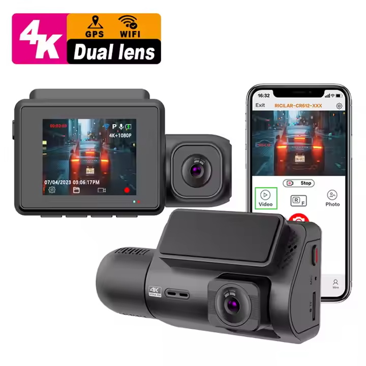 2.0 inches 4k dash cam video camera doble camara dash camera front and inside sony dual lens dashcam 4k wifi gps dash cam