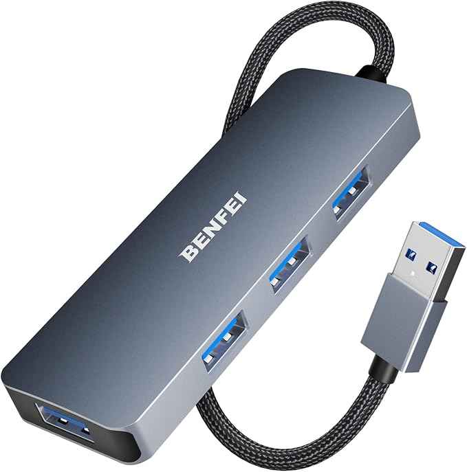 BENFEI USB 3.0 Hub 4-Port Ultra-Slim Hub 4 Ports USB A Splitter Ultra-Slim USB Expander