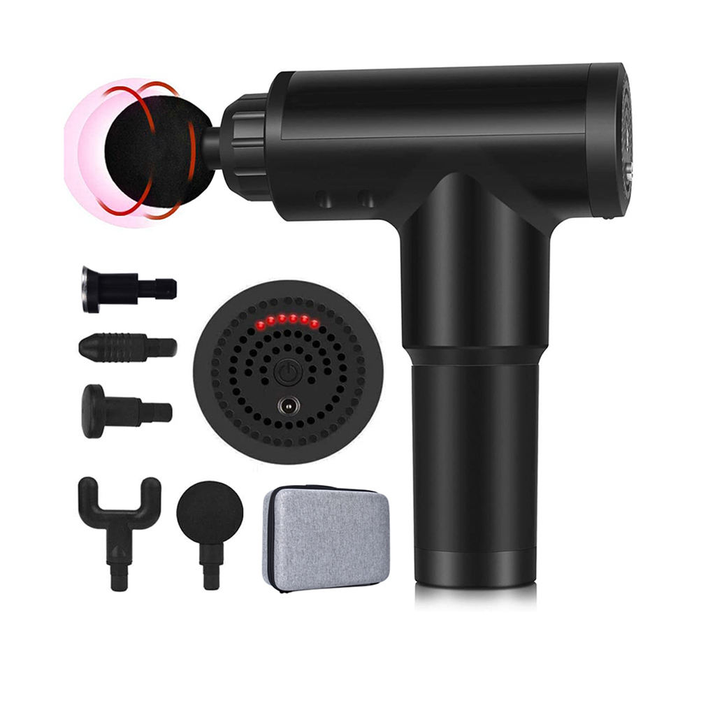 Electric handheld attachments 30 speed powerful fascial massage gun with lcd screen bag