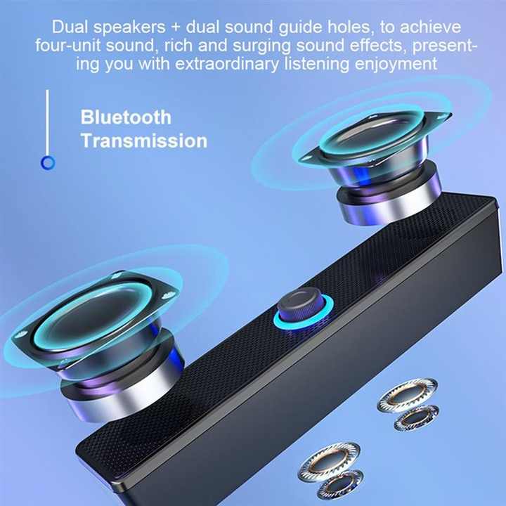 New Technology Hifi Desktop Long Strip Audio Computer Subwoofer Usb Knob Bluetooth Woofer Speaker