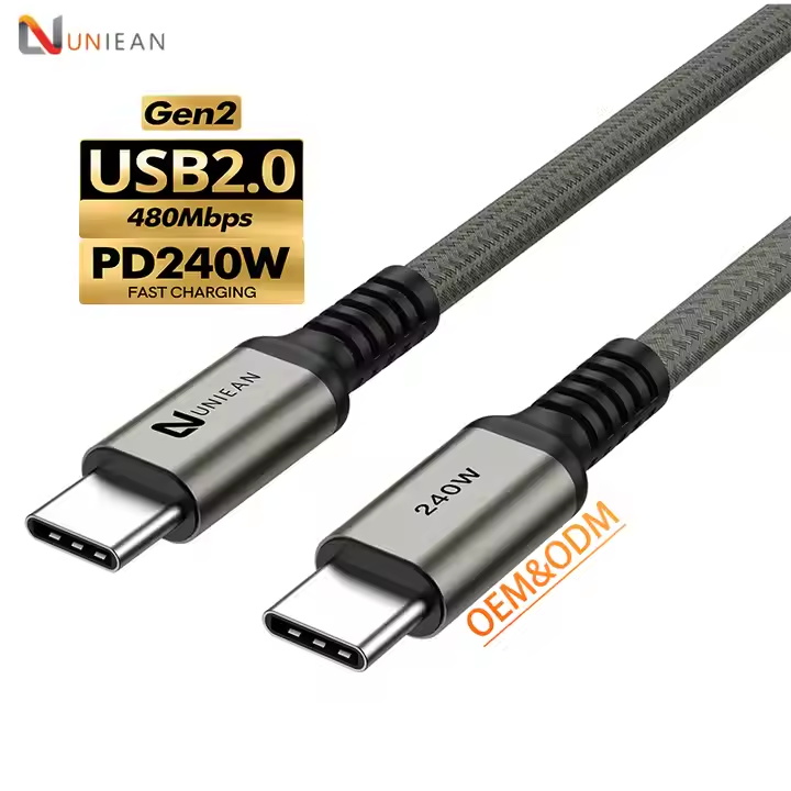 3FT 5A PD240W Data Cables USB2.0 480Mbps C Type Cable Fast Charge with Customized Logo 1M 2M 3M For HUAWEI Mobile Phone