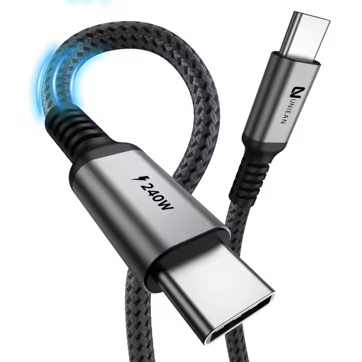High Quality Aluminum Alloy Nylon Braided PD100W USB2.0 480Mbps Fast Charging Type C to Type C Cable for Laptop Macbook Charge