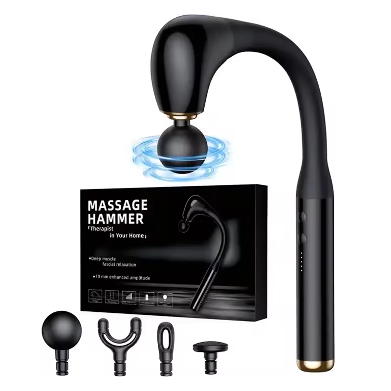 Men Women Extended Handle Massage Hammer Fascia Gun Deep Tissue 4 Heads Brushless Mini Massage Gun 2024 For Full Body Massage