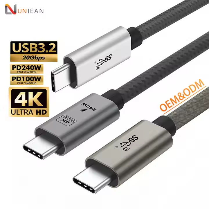 20Gbps 240W USB3.2 Cable Fast Charging USB C to USB C Compatible with USB3.0 3.1 for Laptop Mobile Phone Includes iPhone15